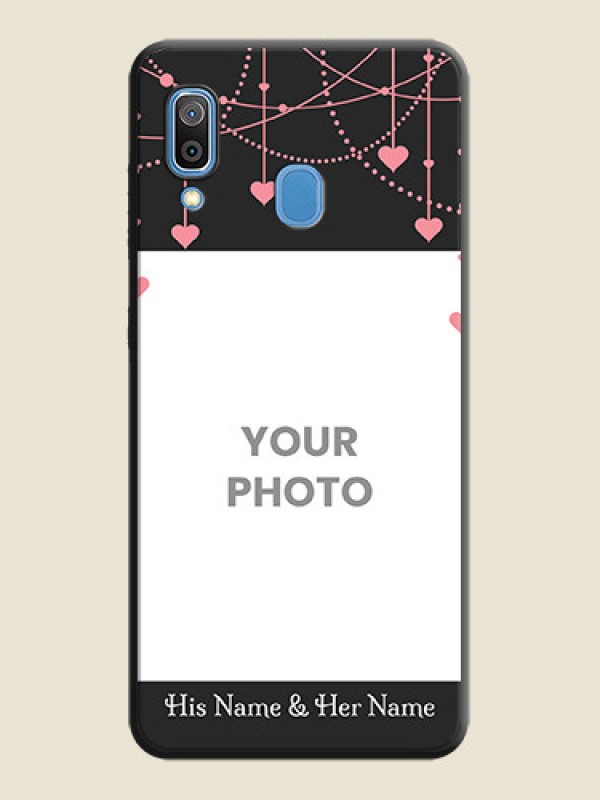 Custom Pink Love Hangings with Text on Space Black Custom Soft Matte Back Cover - Galaxy A20 - alternate view