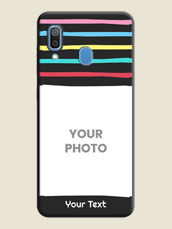 Custom Multicolor Lines with Image on Space Black Personalized Soft Matte Phone Covers - Galaxy A20 - alternate view