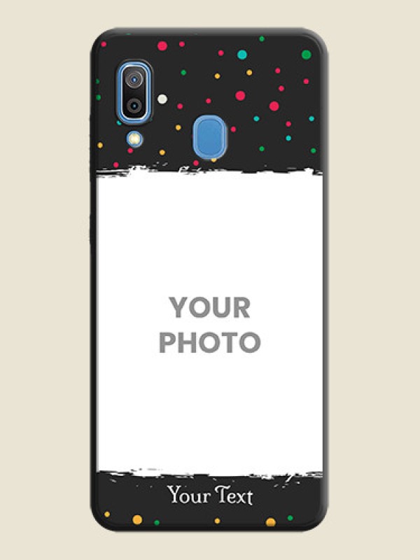 Custom Multicolor Dotted Pattern with Text on Space Black Custom Soft Matte Phone Back Cover - Galaxy A20 - alternate view