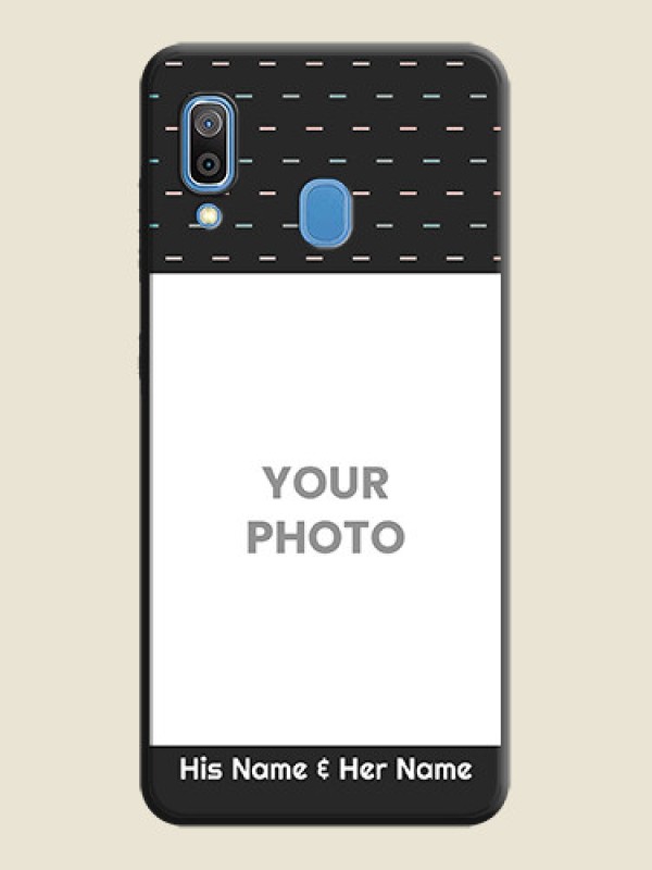 Custom Line Pattern Design with Text on Space Black Custom Soft Matte Phone Back Cover - Galaxy A20 - alternate view