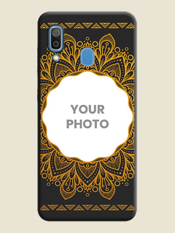 Custom Round Image with Floral Design - Photo on Space Black Soft Matte Mobile Cover - Galaxy A20 - alternate view