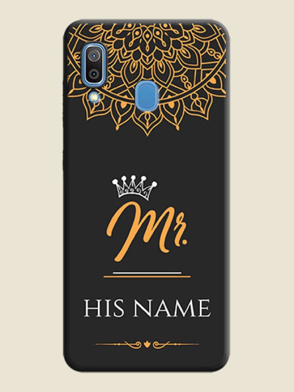 Custom Mr Name with Floral Design  on Personalised Space Black Soft Matte Cases - Galaxy A20 - alternate view