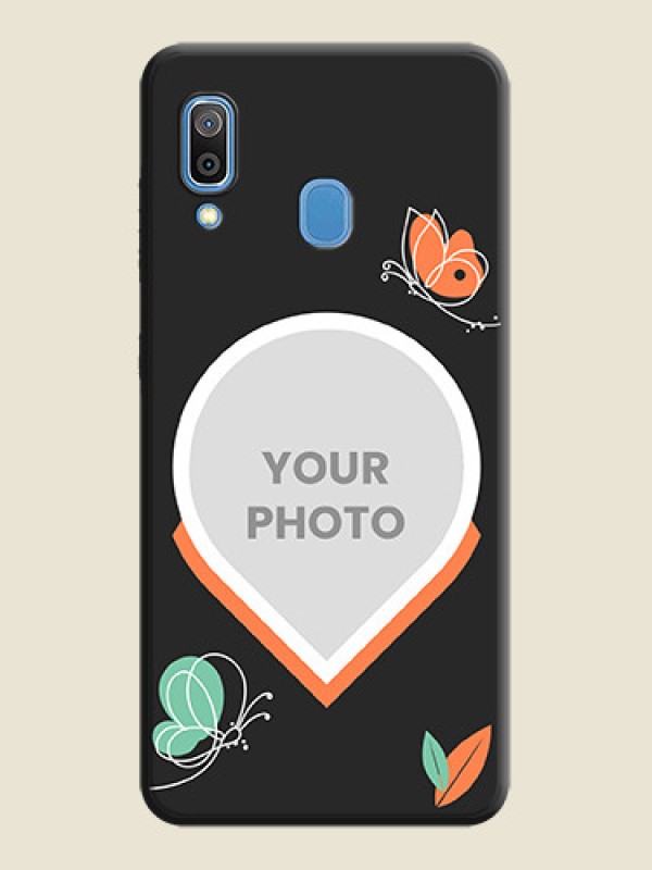 Custom Upload Pic With Simple Butterly Design On Space Black Personalized Soft Matte Phone Covers -Samsung Galaxy A20 - alternate view
