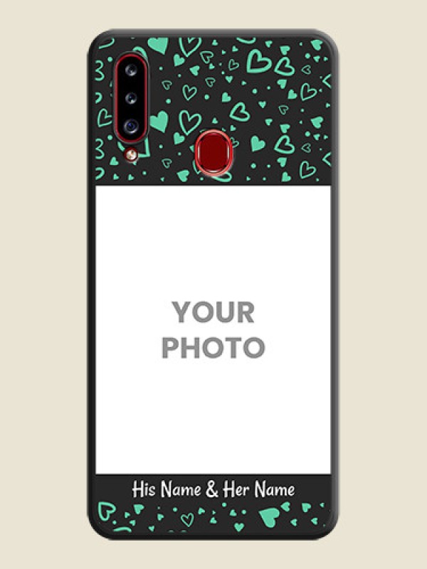 Custom Sea Green Indefinite Love Pattern on Photo on Space Black Soft Matte Mobile Cover - Galaxy A20s - alternate view