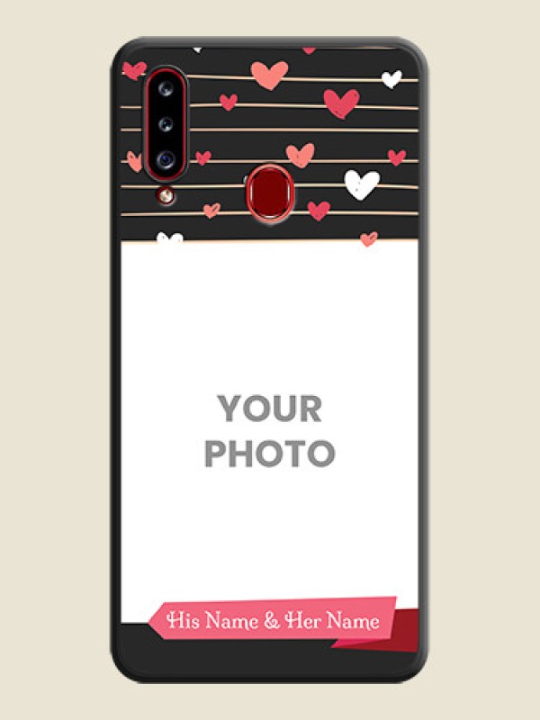 Custom Love Pattern with Name on Pink Ribbon  on Photo on Space Black Soft Matte Back Cover - Galaxy A20s - alternate view