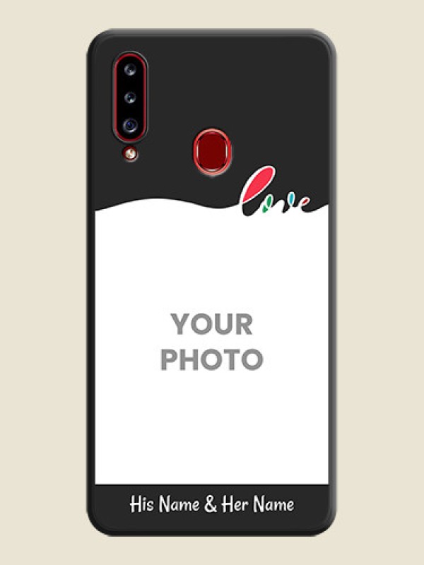 Custom Fall in Love Pattern with Picture on Photo on Space Black Soft Matte Mobile Case - Galaxy A20s - alternate view