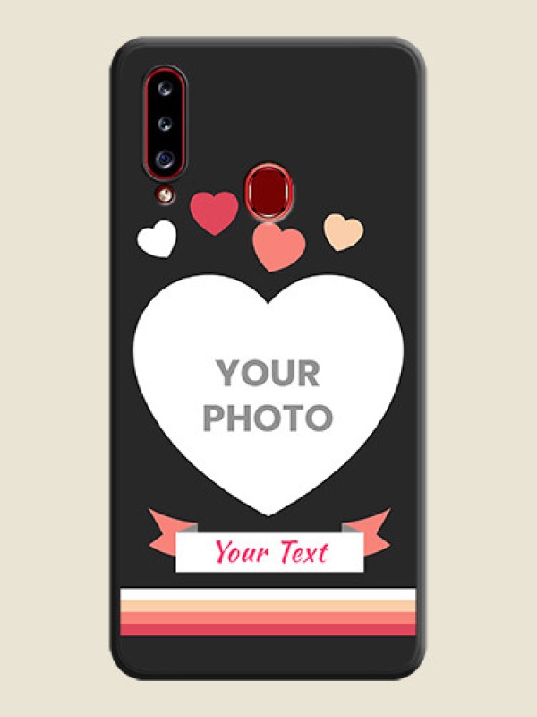 Custom Love Shaped Photo with Colorful Stripes on Personalised Space Black Soft Matte Cases - Galaxy A20s - alternate view