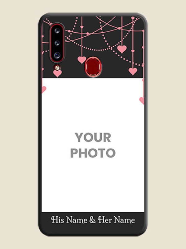 Custom Pink Love Hangings with Text on Space Black Custom Soft Matte Back Cover - Galaxy A20s - alternate view