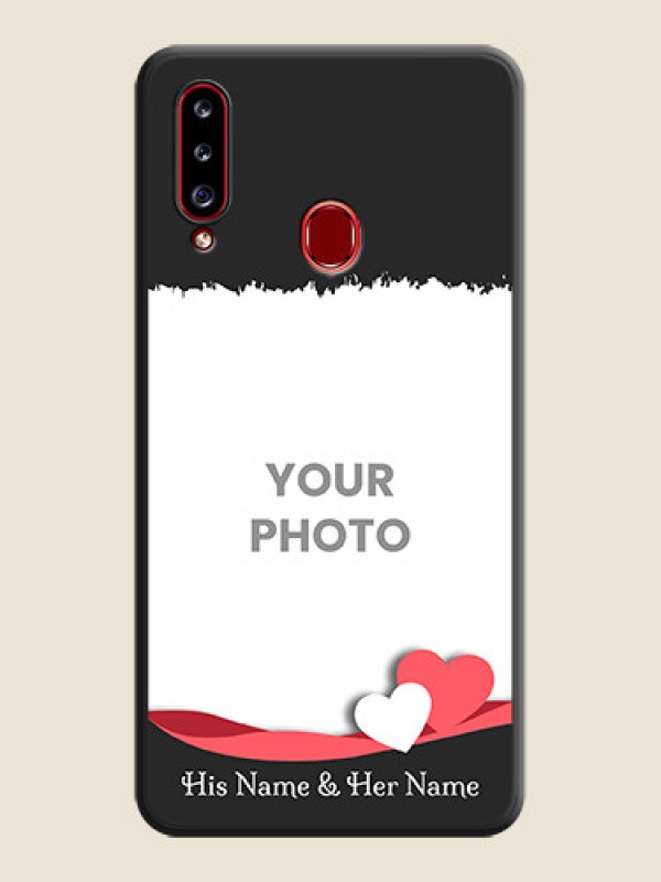 Custom Pin Color Love Shaped Ribbon Design with Text on Space Black Custom Soft Matte Phone Back Cover - Galaxy A20s - alternate view