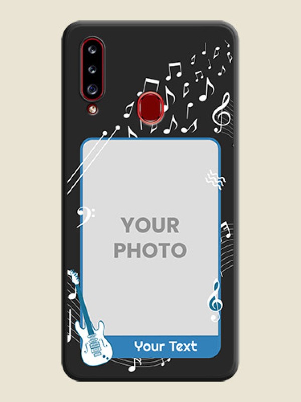 Custom Musical Theme Design with Text on Photo on Space Black Soft Matte Mobile Case - Galaxy A20s - alternate view