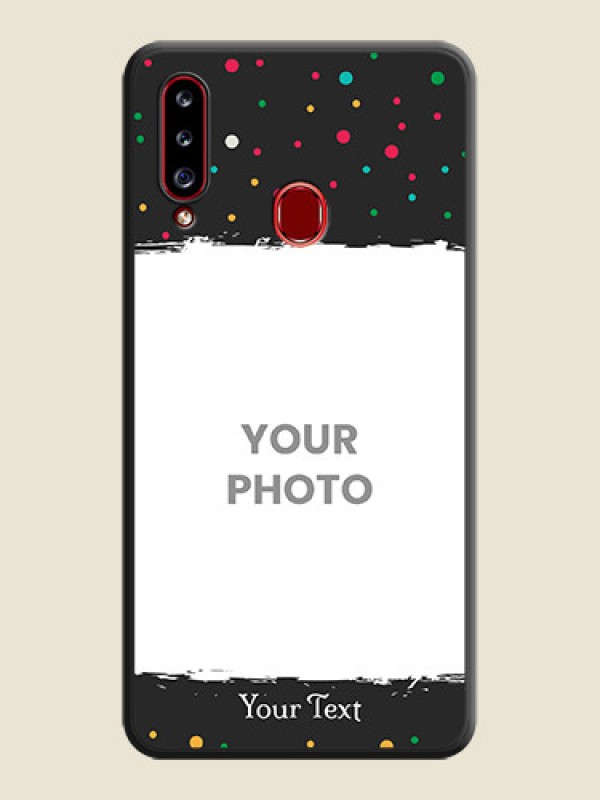 Custom Multicolor Dotted Pattern with Text on Space Black Custom Soft Matte Phone Back Cover - Galaxy A20s - alternate view