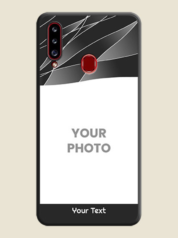 Custom Mixed Wave Lines on Photo on Space Black Soft Matte Mobile Cover - Galaxy A20s - alternate view