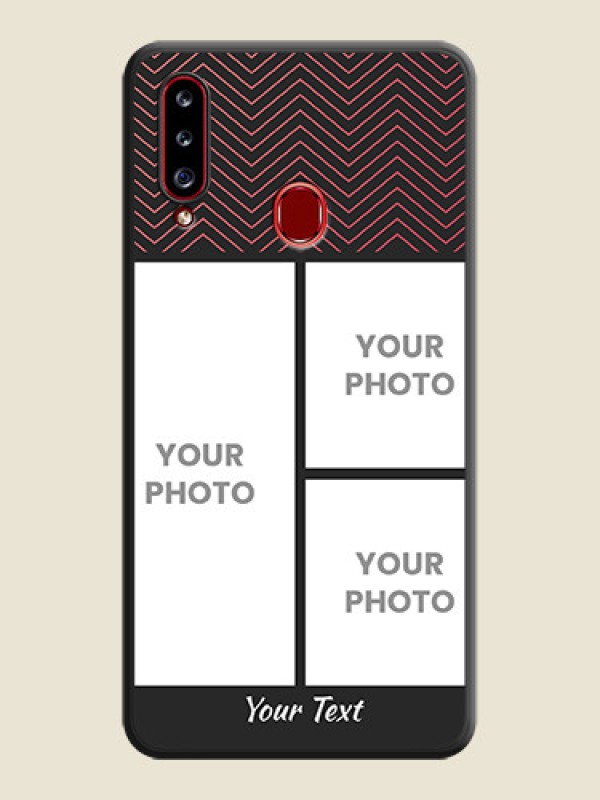 Custom Wave Pattern with 3 Image Holder on Space Black Custom Soft Matte Back Cover - Galaxy A20s - alternate view