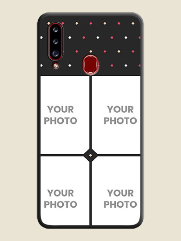 Custom Multicolor Dotted Pattern with 4 Image Holder on Space Black Custom Soft Matte Phone Cases - Galaxy A20s - alternate view