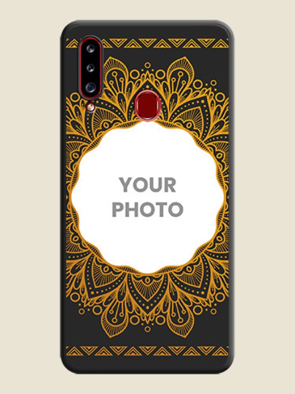 Custom Round Image with Floral Design on Photo on Space Black Soft Matte Mobile Cover - Galaxy A20s - alternate view