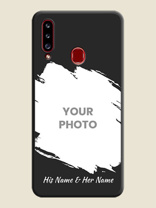 Custom Grunge Brush Strokes on Photo on Space Black Soft Matte Back Cover - Galaxy A20s - alternate view