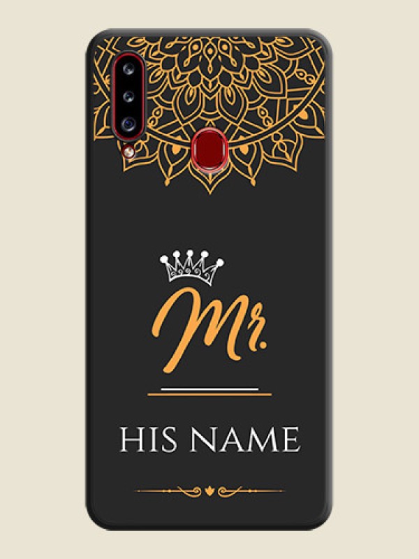 Custom Mr Name with Floral Design  on Personalised Space Black Soft Matte Cases - Galaxy A20s - alternate view