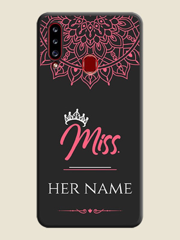 Custom Mrs Name with Floral Design on Space Black Personalized Soft Matte Phone Covers - Galaxy A20s - alternate view