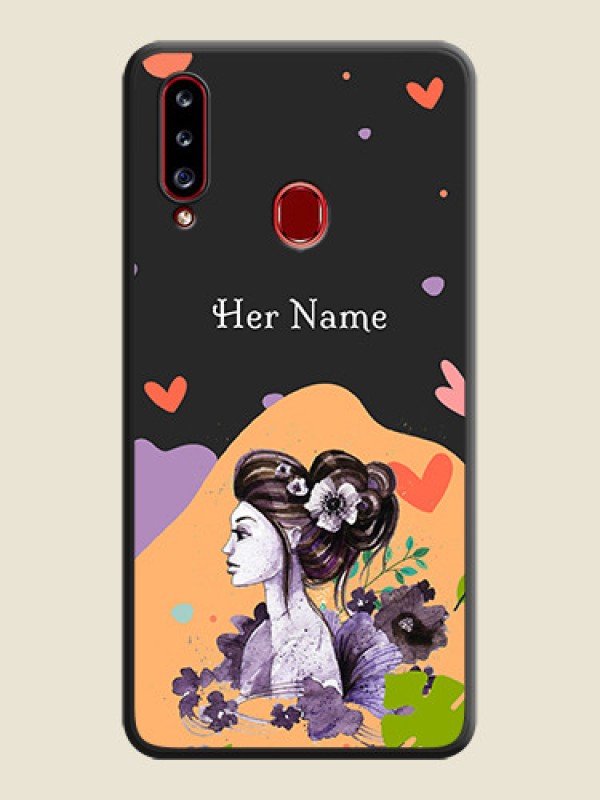 Custom Namecase For Her With Fancy Lady Image On Space Black Personalized Soft Matte Phone Covers -Samsung Galaxy A20S - alternate view