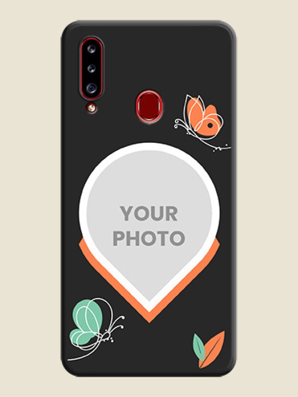 Custom Upload Pic With Simple Butterly Design On Space Black Personalized Soft Matte Phone Covers -Samsung Galaxy A20S - alternate view