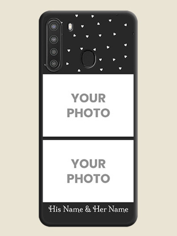 Custom Miniature Love Symbols with Name on Space Black Custom Soft Matte Back Cover - Galaxy A21 - alternate view