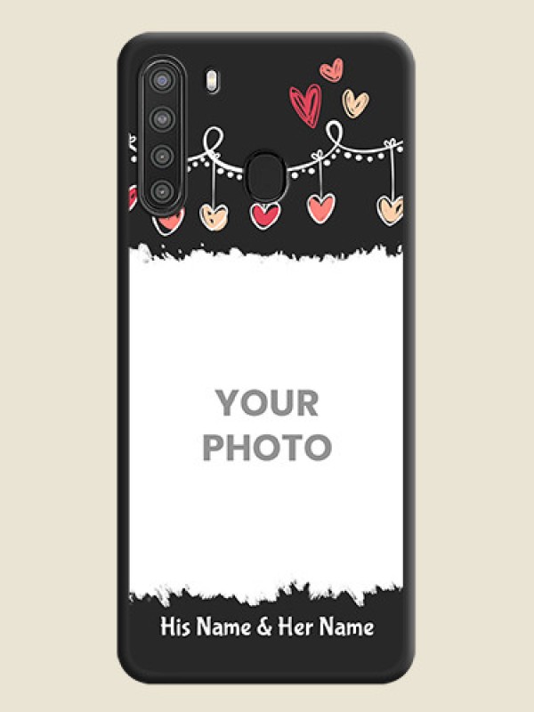 Custom Pink Love Hangings with Name on Space Black Custom Soft Matte Phone Cases - Galaxy A21 - alternate view