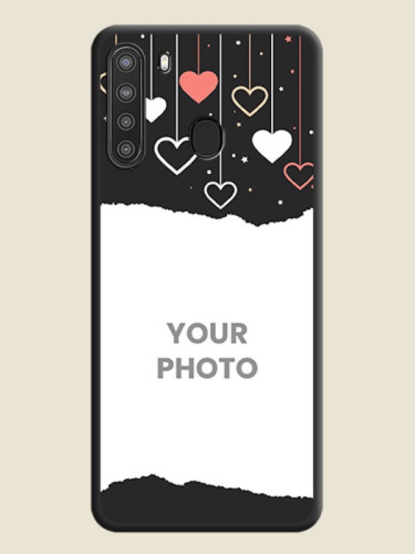Custom Love Hangings with Splash Wave Picture on Space Black Custom Soft Matte Phone Back Cover - Galaxy A21 - alternate view