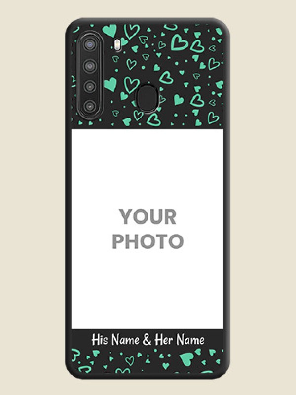 Custom Sea Green Indefinite Love Pattern on Photo on Space Black Soft Matte Mobile Cover - Galaxy A21 - alternate view