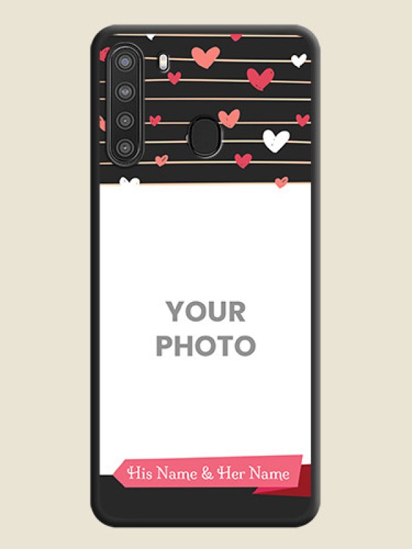 Custom Love Pattern with Name on Pink Ribbon  on Photo on Space Black Soft Matte Back Cover - Galaxy A21 - alternate view