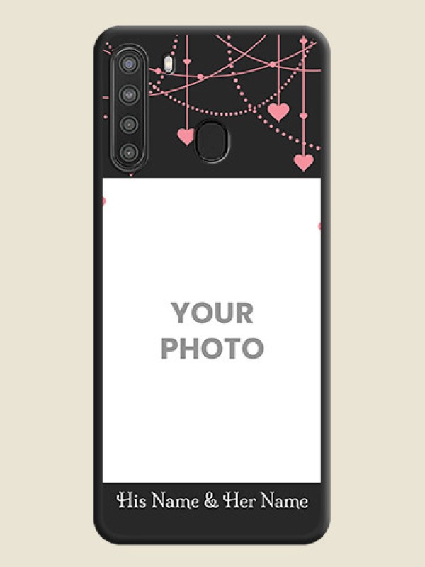 Custom Pink Love Hangings with Text on Space Black Custom Soft Matte Back Cover - Galaxy A21 - alternate view