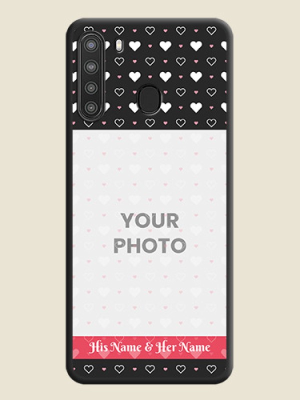 Custom White Color Love Symbols with Text Design on Photo on Space Black Soft Matte Phone Cover - Galaxy A21 - alternate view