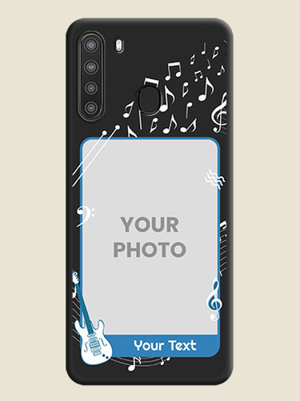Custom Musical Theme Design with Text on Photo on Space Black Soft Matte Mobile Case - Galaxy A21 - alternate view