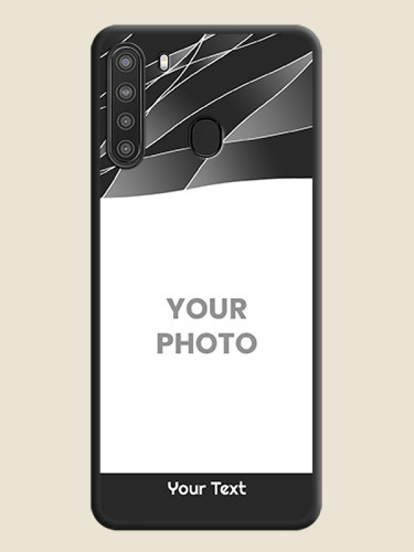 Custom Mixed Wave Lines on Photo on Space Black Soft Matte Mobile Cover - Galaxy A21 - alternate view