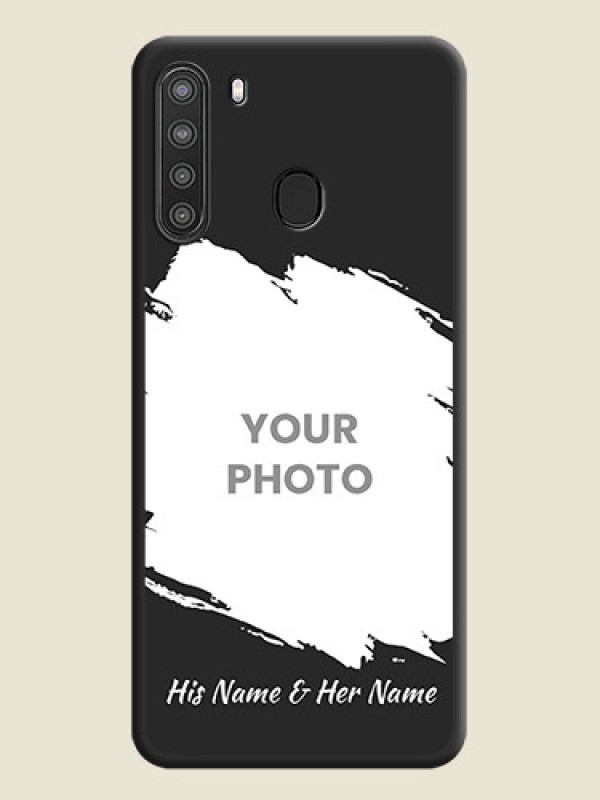 Custom Grunge Brush Strokes on Photo on Space Black Soft Matte Back Cover - Galaxy A21 - alternate view