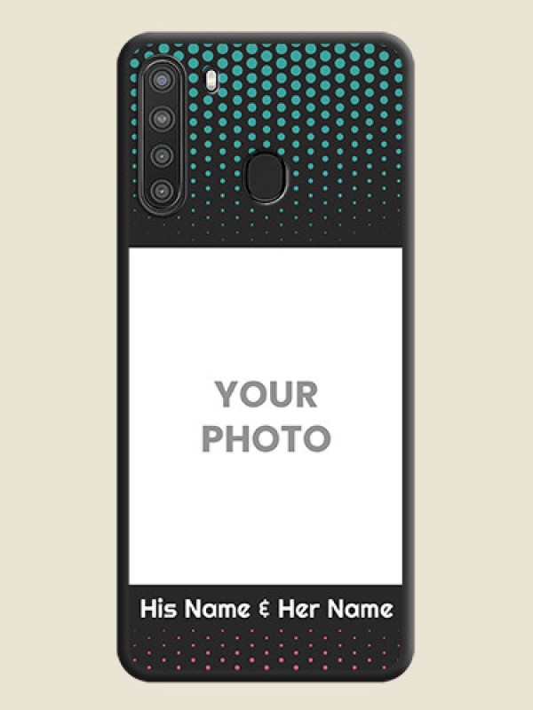 Custom Faded Dots with Grunge Photo Frame and Text on Space Black Custom Soft Matte Phone Cases - Galaxy A21 - alternate view