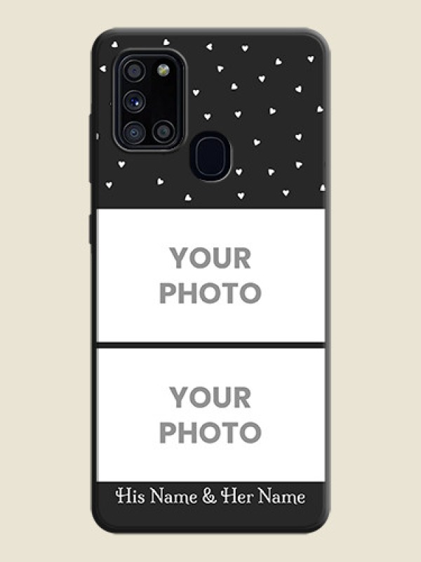 Custom Miniature Love Symbols with Name on Space Black Custom Soft Matte Back Cover - Galaxy A21S - alternate view