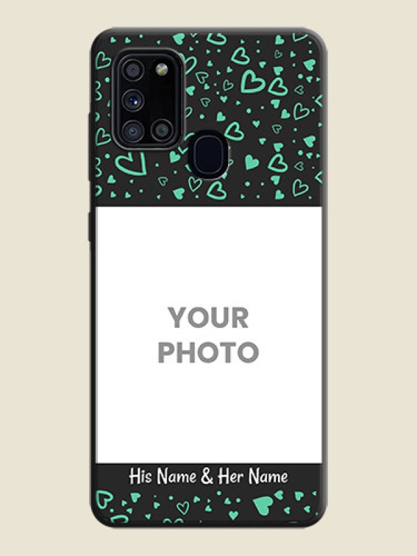 Custom Sea Green Indefinite Love Pattern - Photo on Space Black Soft Matte Mobile Cover - Galaxy A21S - alternate view