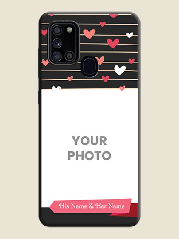 Custom Love Pattern with Name on Pink Ribbon  - Photo on Space Black Soft Matte Back Cover - Galaxy A21S - alternate view