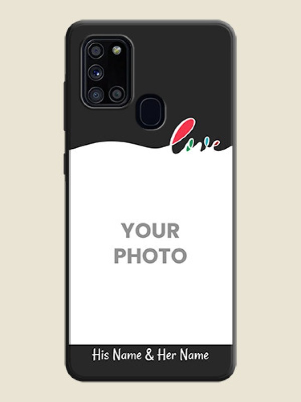 Custom Fall in Love Pattern with Picture - Photo on Space Black Soft Matte Mobile Case - Galaxy A21S - alternate view