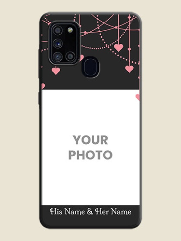 Custom Pink Love Hangings with Text on Space Black Custom Soft Matte Back Cover - Galaxy A21S - alternate view