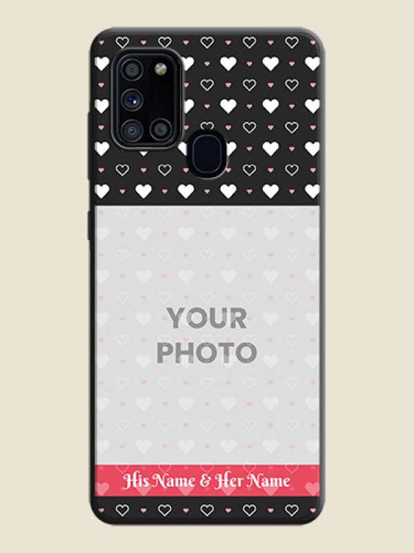 Custom White Color Love Symbols with Text Design - Photo on Space Black Soft Matte Phone Cover - Galaxy A21S - alternate view