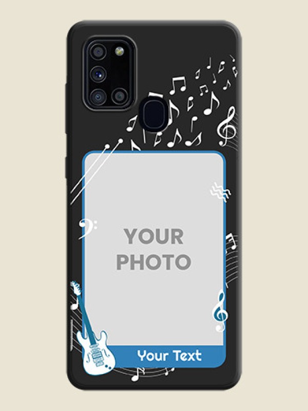 Custom Musical Theme Design with Text - Photo on Space Black Soft Matte Mobile Case - Galaxy A21S - alternate view