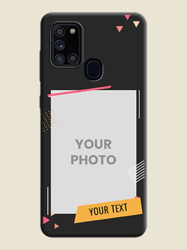 Custom Photo Frame with Triangle Small Dots - Photo on Space Black Soft Matte Back Cover - Galaxy A21S - alternate view