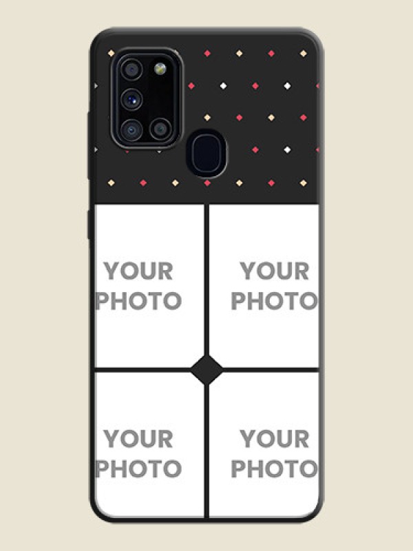 Custom Multicolor Dotted Pattern with 4 Image Holder on Space Black Custom Soft Matte Phone Cases - Galaxy A21S - alternate view