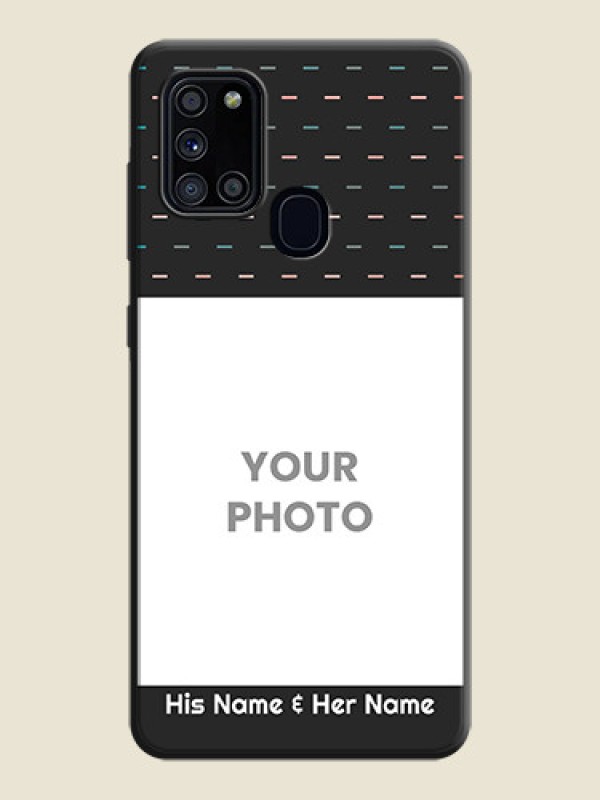Custom Line Pattern Design with Text on Space Black Custom Soft Matte Phone Back Cover - Galaxy A21S - alternate view