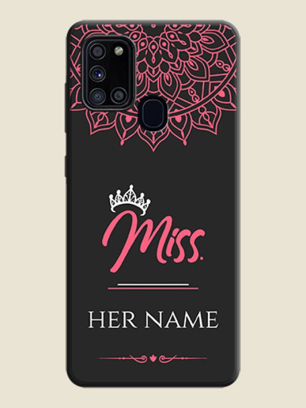 Custom Mrs Name with Floral Design on Space Black Personalized Soft Matte Phone Covers - Galaxy A21S - alternate view