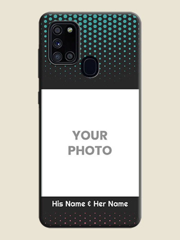 Custom Faded Dots with Grunge Photo Frame and Text on Space Black Custom Soft Matte Phone Cases - Galaxy A21S - alternate view