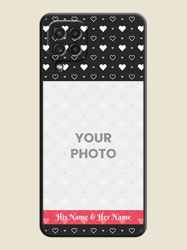 Custom White Color Love Symbols with Text Design on Photo on Space Black Soft Matte Phone Cover - Galaxy A22 4G - alternate view