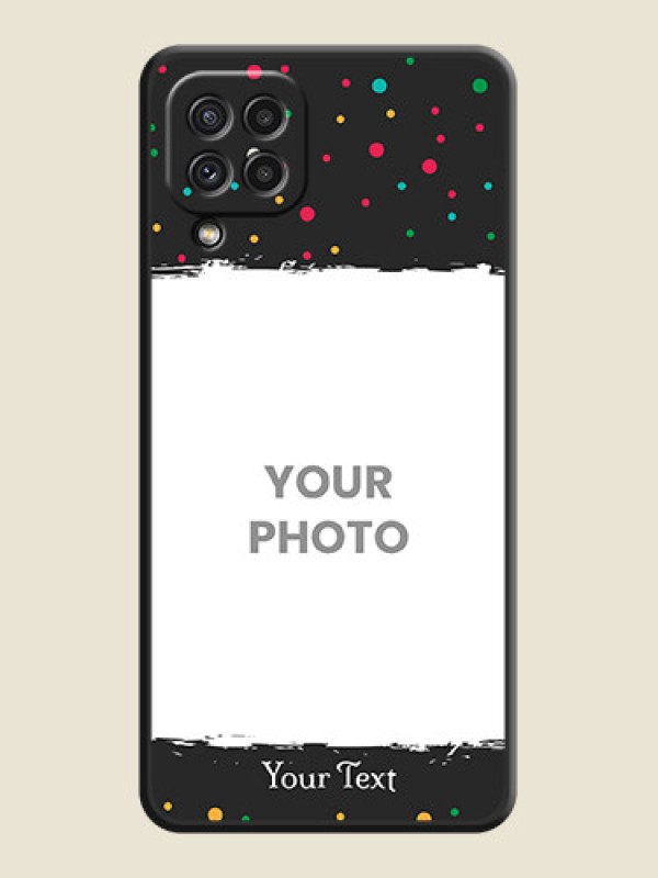 Custom Multicolor Dotted Pattern with Text on Space Black Custom Soft Matte Phone Back Cover - Galaxy A22 4G - alternate view