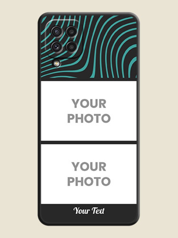 Custom Wave Pattern with 2 Image Holder on Space Black Personalized Soft Matte Phone Covers - Galaxy A22 4G - alternate view